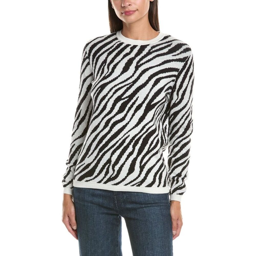 Hannah Rose Womens  Cashmere-Blend Leopard Sweater, White